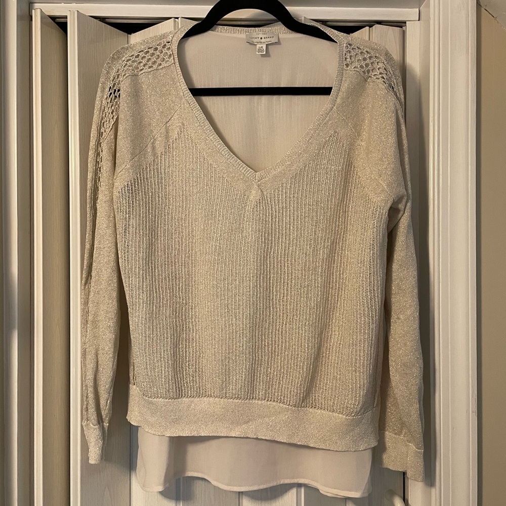 Lucky Brand V Neck Sweater With Liner NWOT